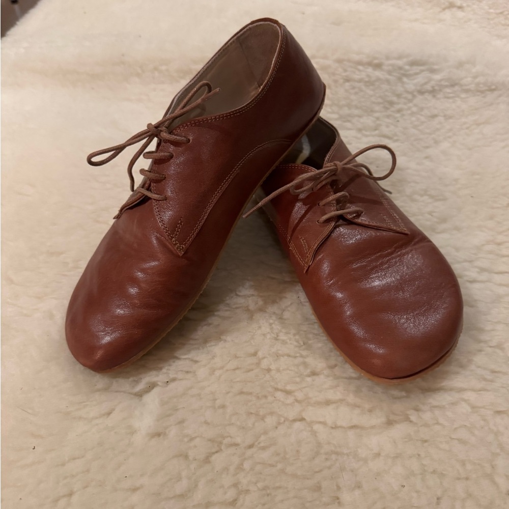 Oxford Style Brown Leather Minimalist Barefoot shoe